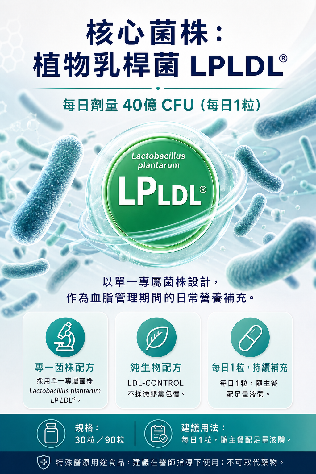 萊德寶 Lactobact LDL-CONTROL 心血管保養益生菌膠囊 30/90 粒 Lactobact 萊德寶