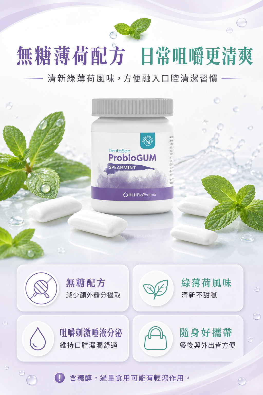 萊德寶 Lactobact ProbioGUM 口腔益生菌口香糖 薄荷口味 30 粒 Lactobact 萊德寶